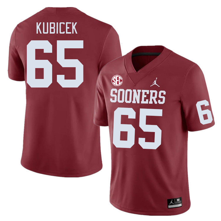 #65 Ty Kubicek Oklahoma Sooners 2024 SEC Conference College Football Jerseys-Crimson